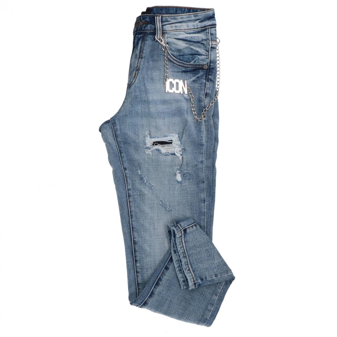 JEANS C/LOGO GRANDE DIETRO Denim Chiaro JEANS C/LOGO GRANDE DIETRO Denim Chiaro 1