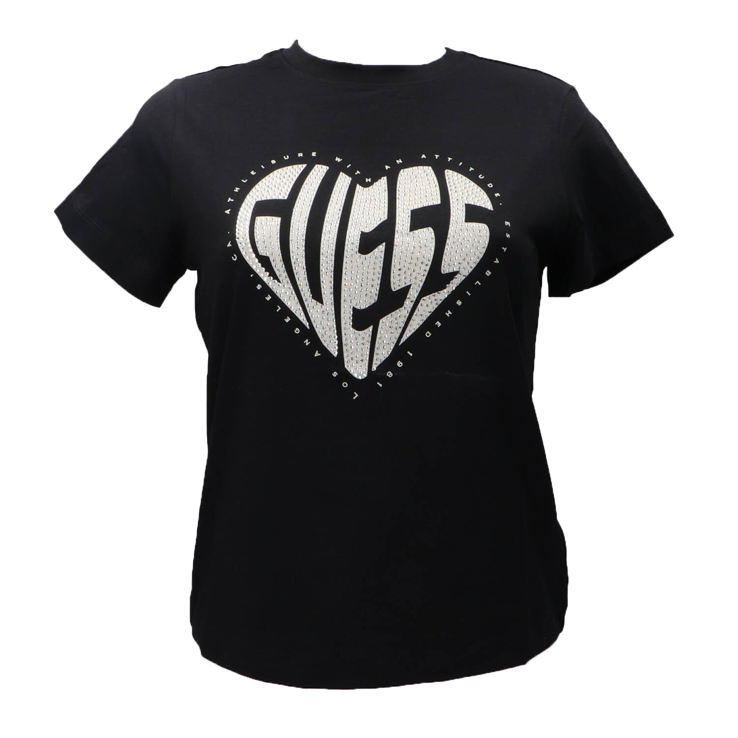 Guess T-shirt T-shirt Julia rhinestone ss Nere