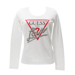 Guess T-shirt T-shirt LS CN TRIANGLE LOVE TEE Bianco