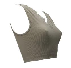 Top RAQUEL LACE SEAMLESS TOP SWTR Verde Militare