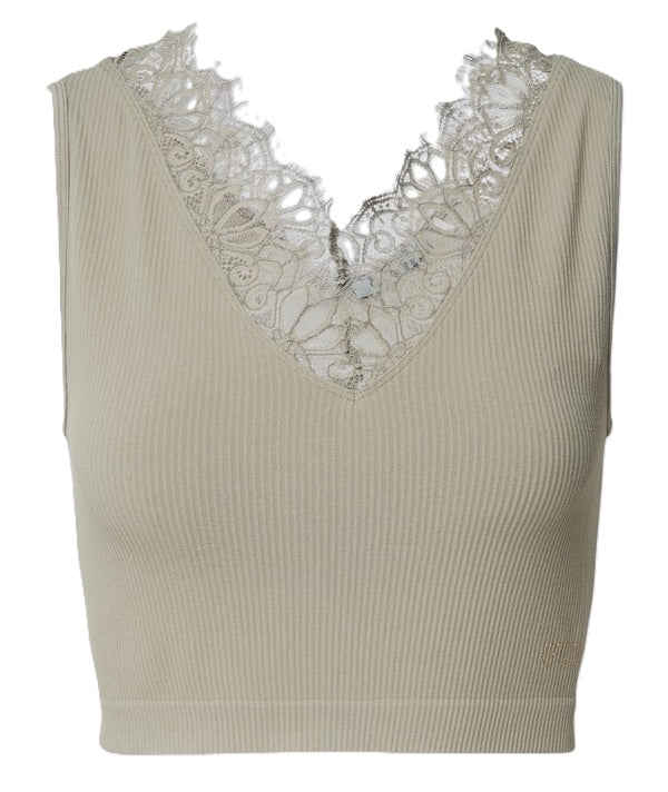 Guess Top Top RAQUEL LACE SEAMLESS TOP SWTR Verde Militare