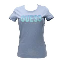 Guess T-shirt T-shirt CN SS GLITTER DEGRADE LOGO TEE Azzurro