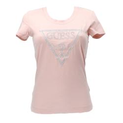 Guess T-shirt T-shirt SS CN SHINY TRIANGLE TEE Rosa