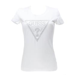 Guess T-shirt T-shirt SS CN SHINY TRIANGLE TEE Bianco