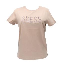 Guess T-shirt T-shirt SS CN PYTHON LOGO TEE Beige