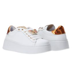 Sneakers Charm logo multicolor Arancione