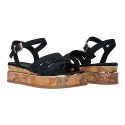 Sandali Leather multistrass&geo Nero