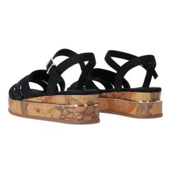 Sandali Leather multistrass&geo Nero