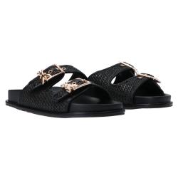 Sandali PPJ337 Ecoleather double string Nero