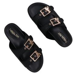 Sandali PPJ337 Ecoleather double string Nero
