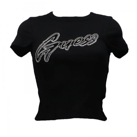T Shirt Donna SS CN RIB LOGO TEE Nero
