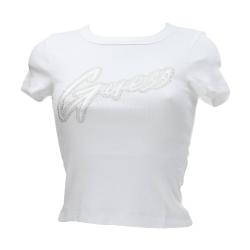 Guess T-shirt T-shirt SS CN RIB LOGO TEE Bianco