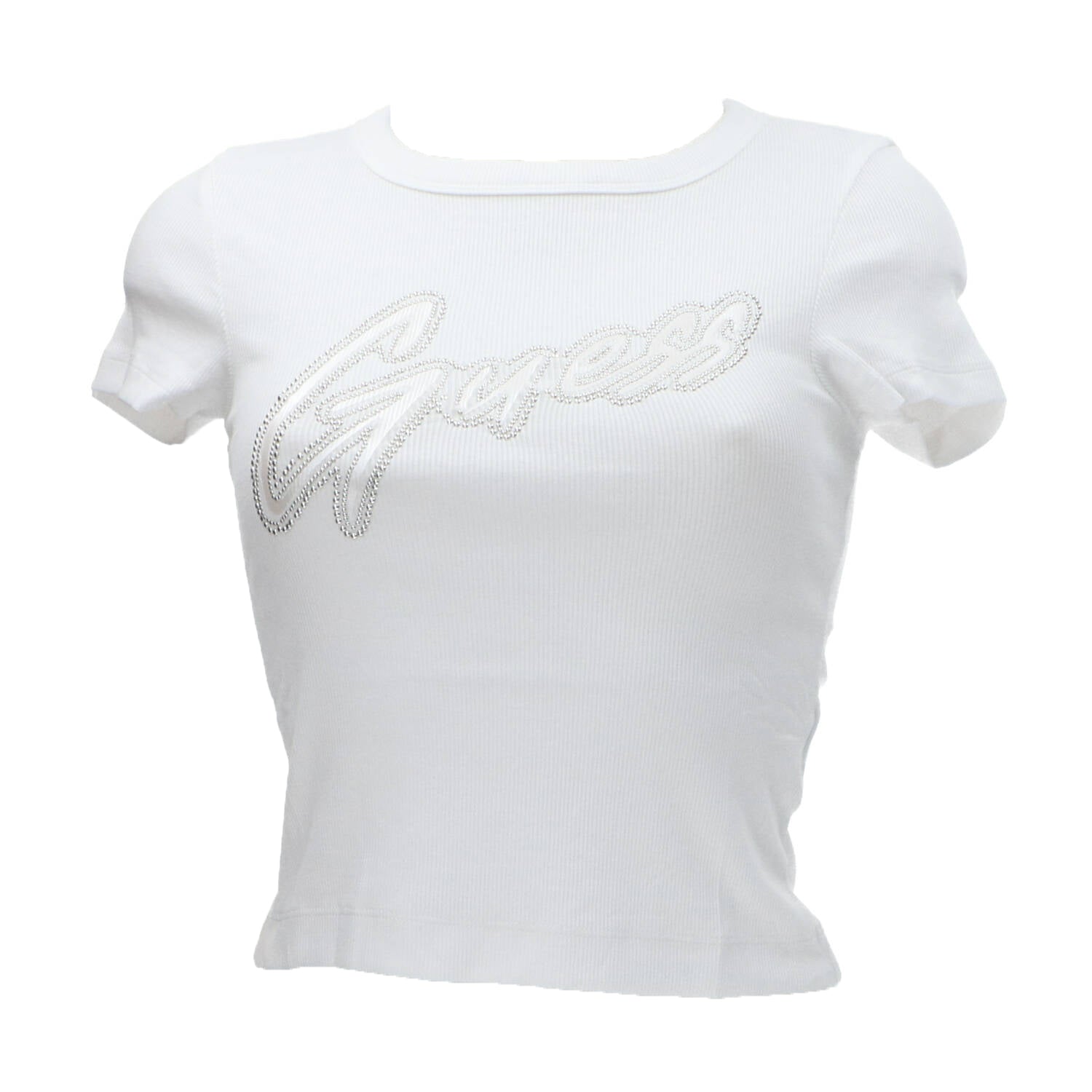 Guess T-shirt T-shirt SS CN RIB LOGO TEE Bianco