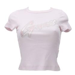 Guess T-shirt T-shirt SS CN RIB LOGO TEE Rosa