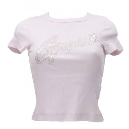 T Shirt Donna SS CN RIB LOGO TEE Rosa