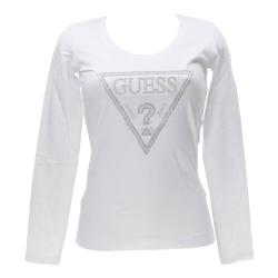 Guess T-shirt T-shirt LS CN SHINY TRIANGLE TEE Bianco