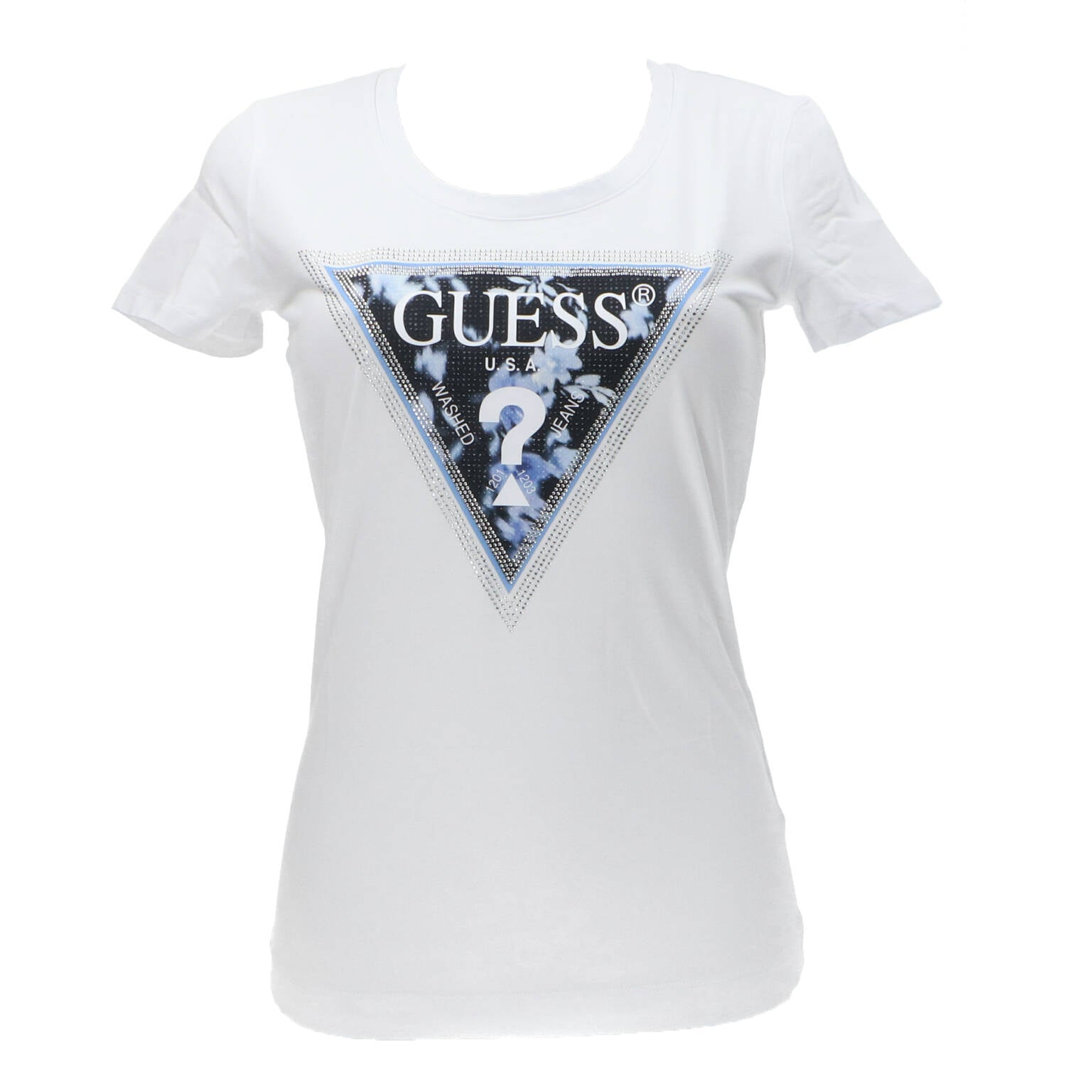 Guess T-shirt T-shirt SS CN TRIANGLE FLOWER TEE Bianco