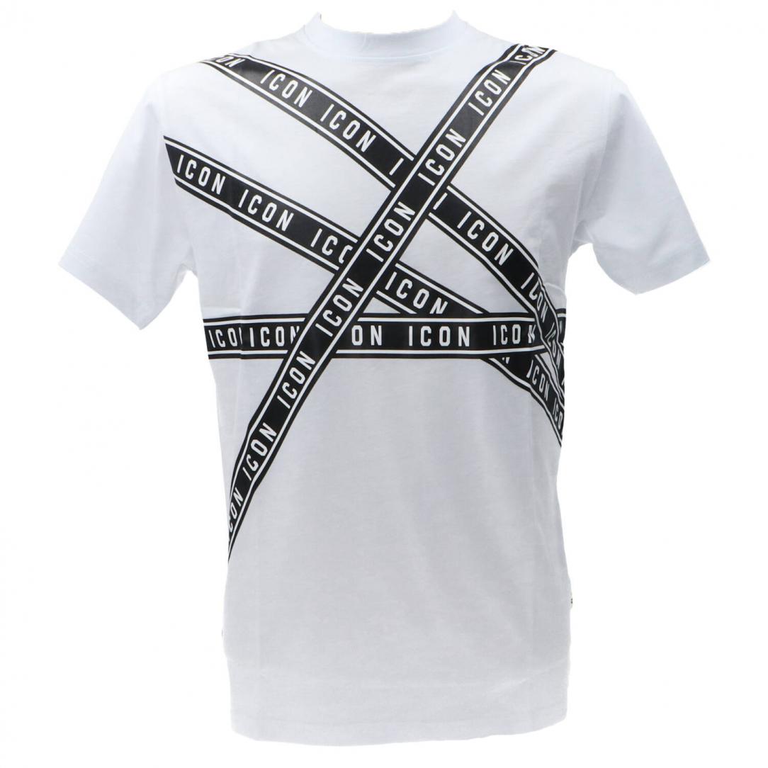 T-SHIRT C/STAMPA A STRISCE Bianco T-SHIRT C/STAMPA A STRISCE Bianco 1
