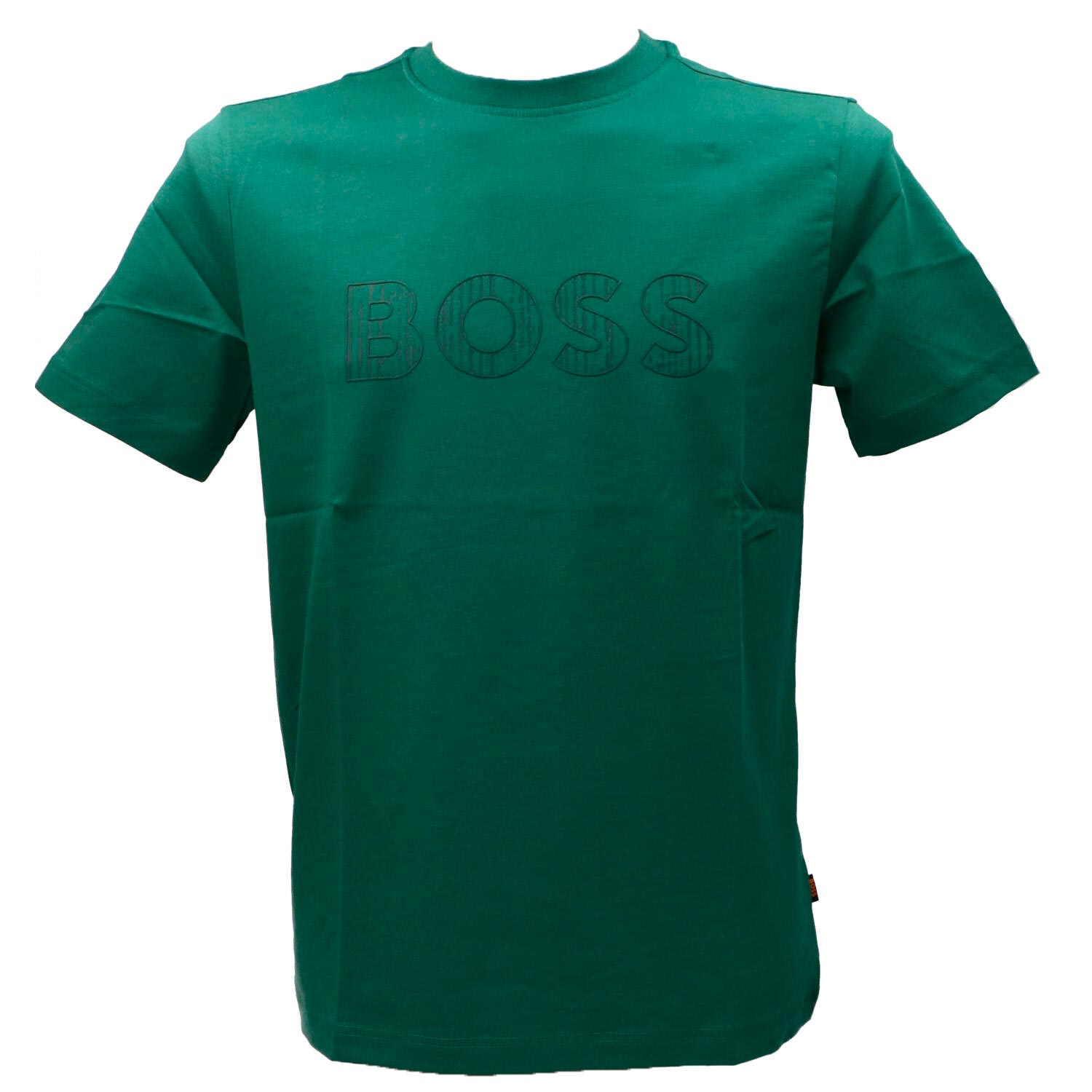Boss T-shirt T-shirt TE_LOGOTEXTURE Verde Scuro