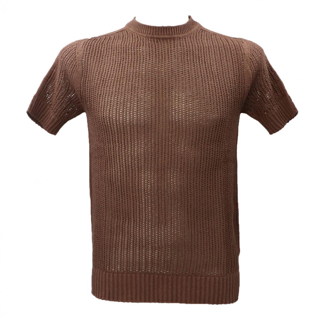 GIROCOLLO MAGLIA TRAFORATA ME2982SS Marrone GIROCOLLO MAGLIA TRAFORATA ME2982SS Marrone 1