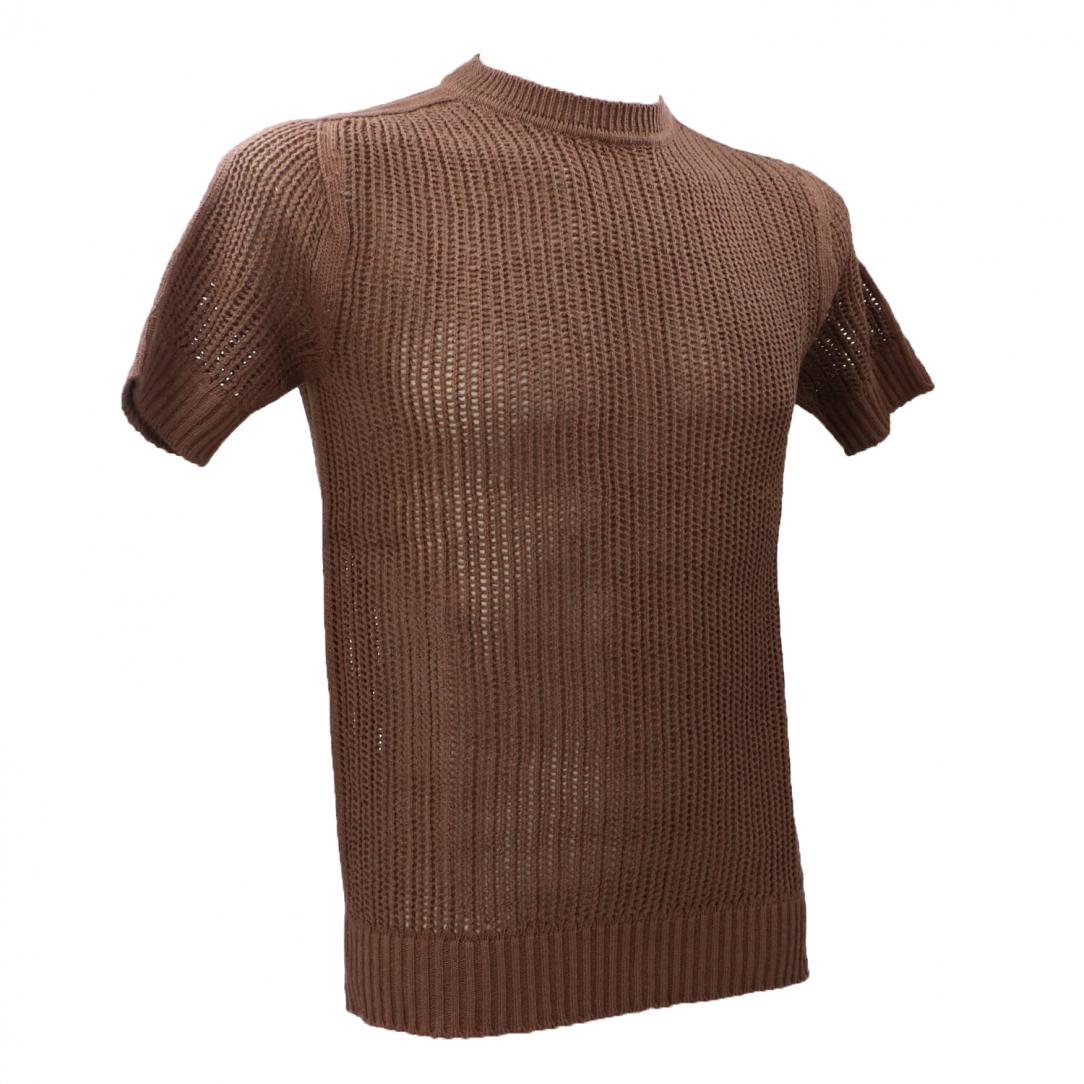 GIROCOLLO MAGLIA TRAFORATA ME2982SS Marrone GIROCOLLO MAGLIA TRAFORATA ME2982SS Marrone 2
