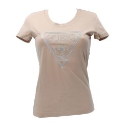 Guess T-shirt T-shirt SS CN SHINY TRIANGLE TEE Beige