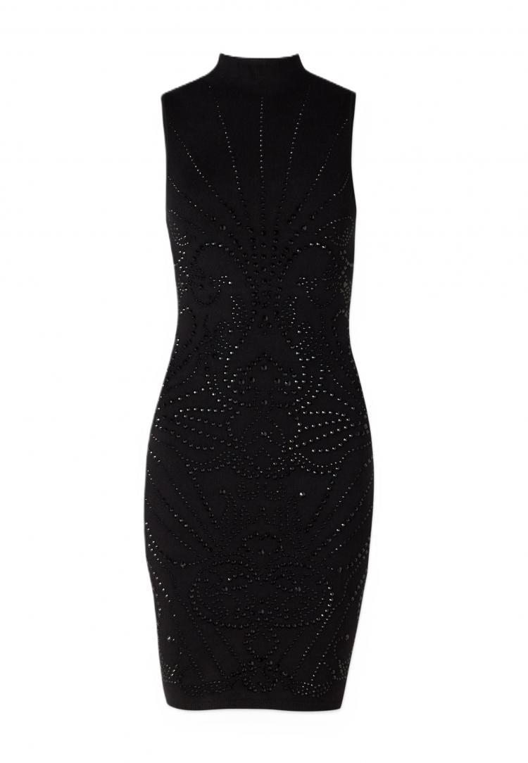 RHINESTONE BODYCON MINI SWEATER DRESS Nero RHINESTONE BODYCON MINI SWEATER DRESS Nero 1