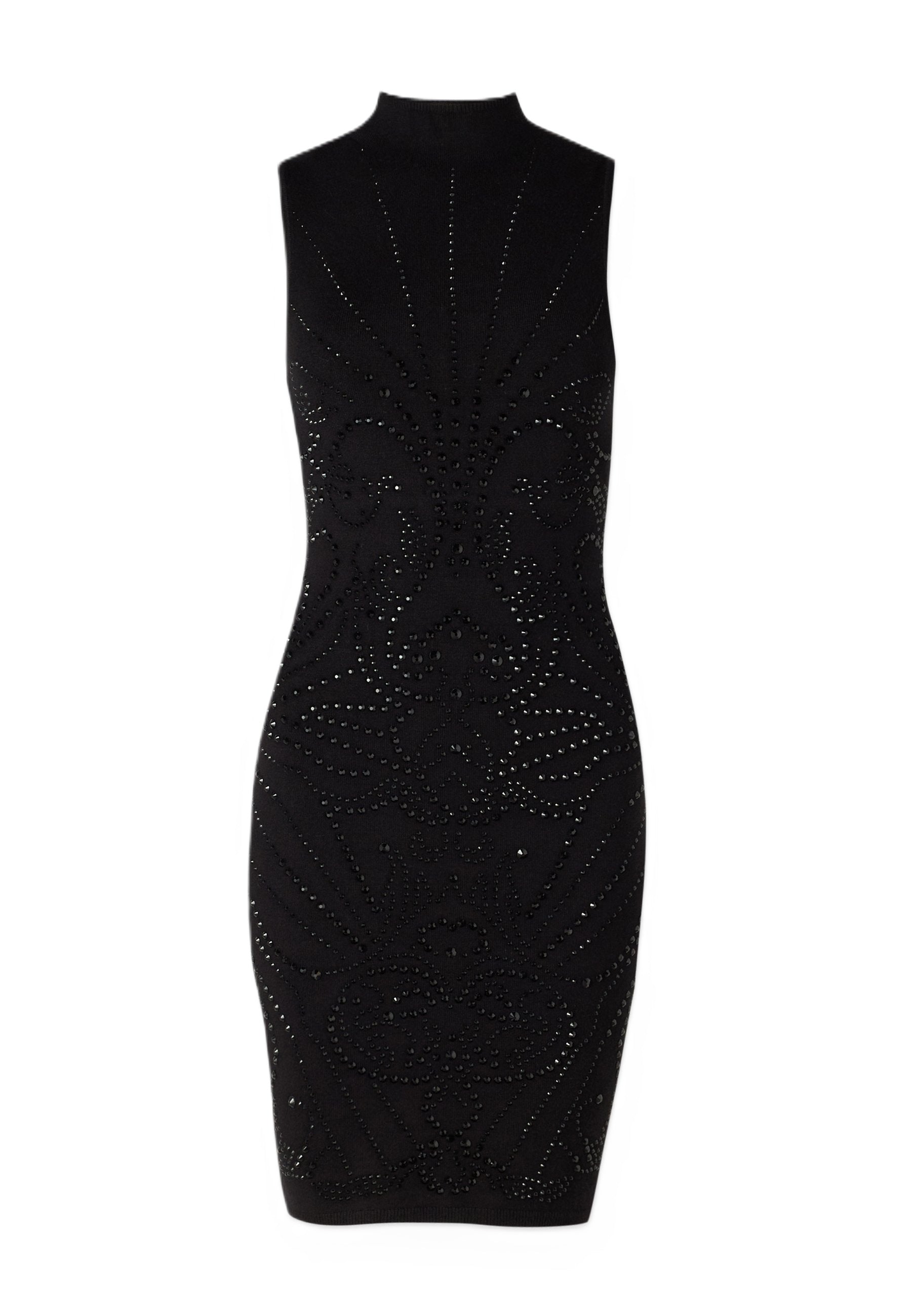 Guess Vestiti Vestiti RHINESTONE BODYCON MINI SWEATER DRESS Nero