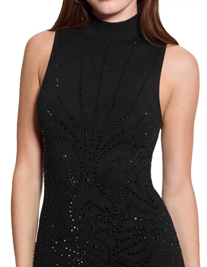 RHINESTONE BODYCON MINI SWEATER DRESS Nero RHINESTONE BODYCON MINI SWEATER DRESS Nero 3