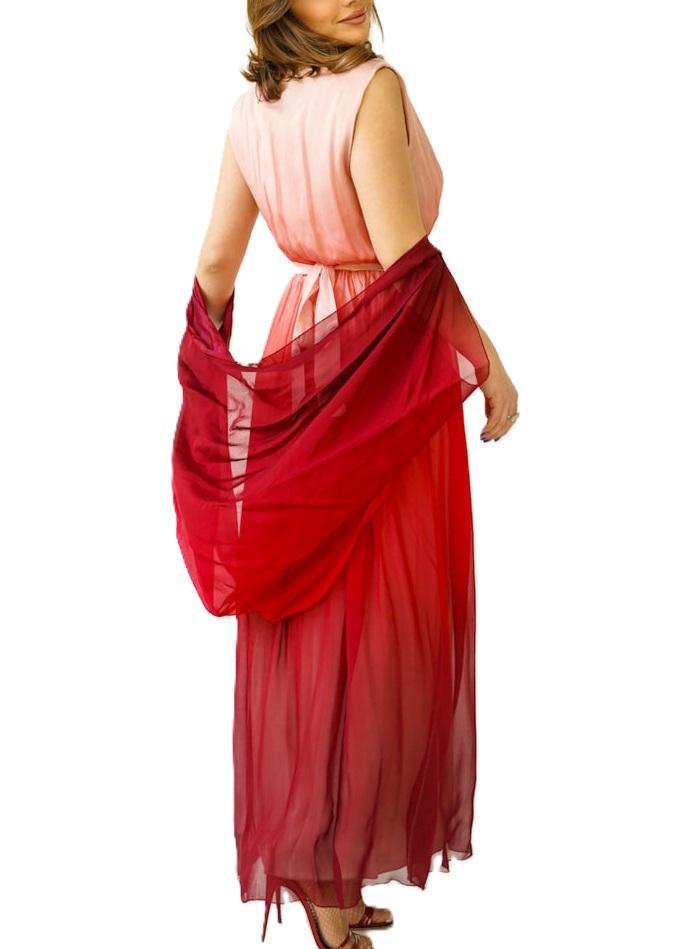L012 ABITO LUNGO SFUMATO MISTO SETA Rosso Multicolore L012 ABITO LUNGO SFUMATO MISTO SETA Rosso Multicolore 4