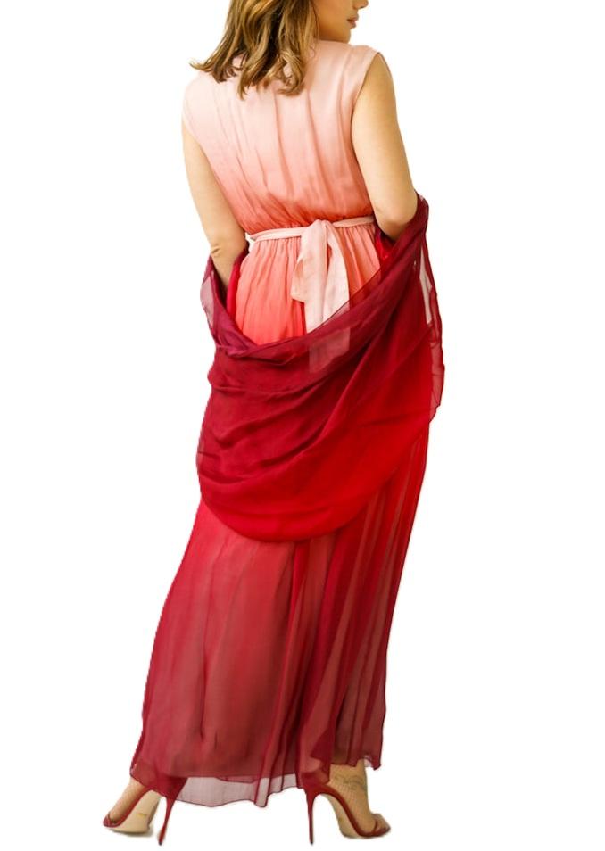 L012 ABITO LUNGO SFUMATO MISTO SETA Rosso Multicolore L012 ABITO LUNGO SFUMATO MISTO SETA Rosso Multicolore 5