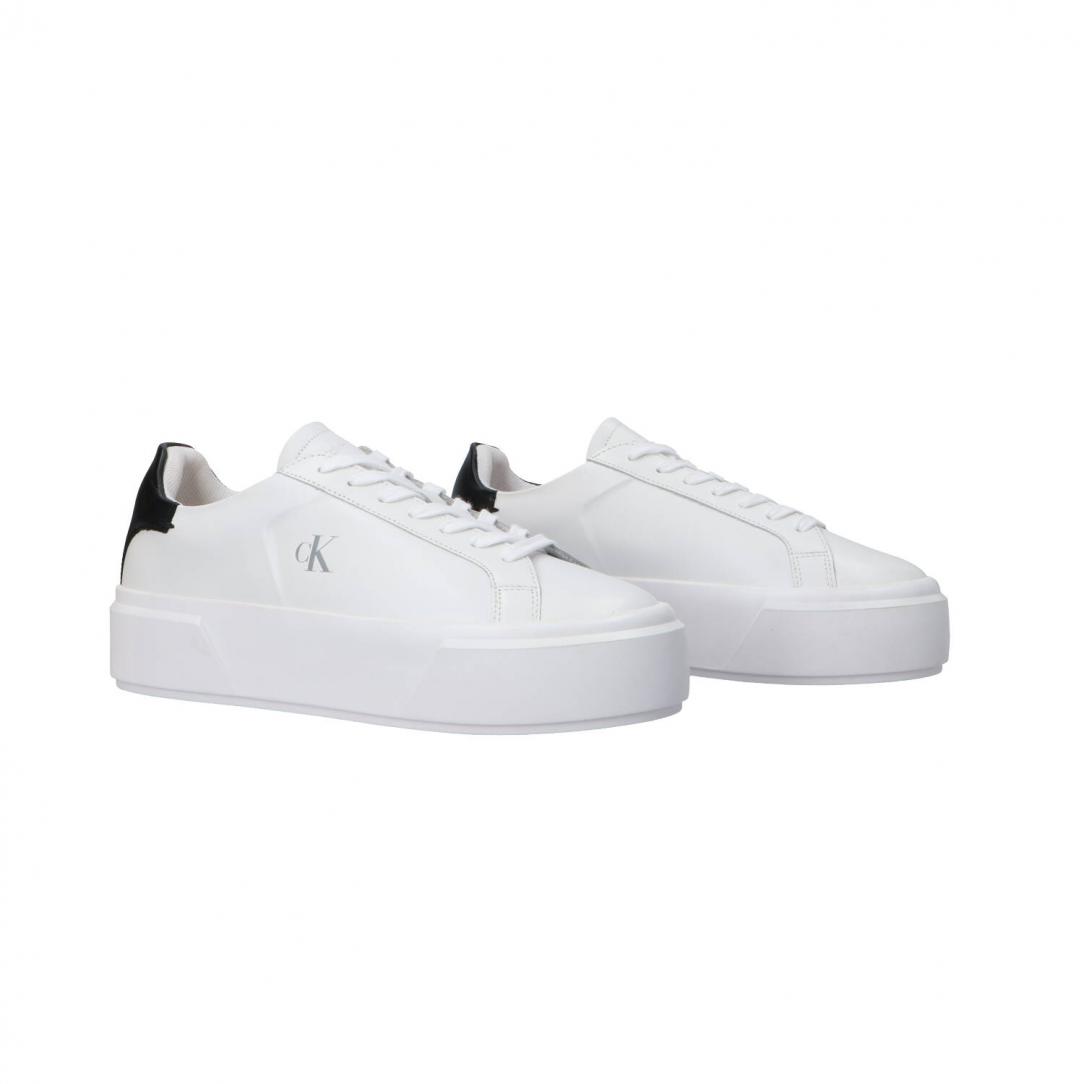 FLATFORM LACE UP LTH MET MG Bianco nero 2
