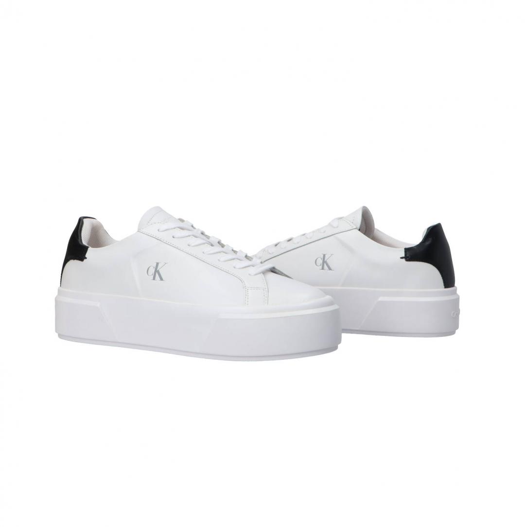 FLATFORM LACE UP LTH MET MG Bianco nero 3