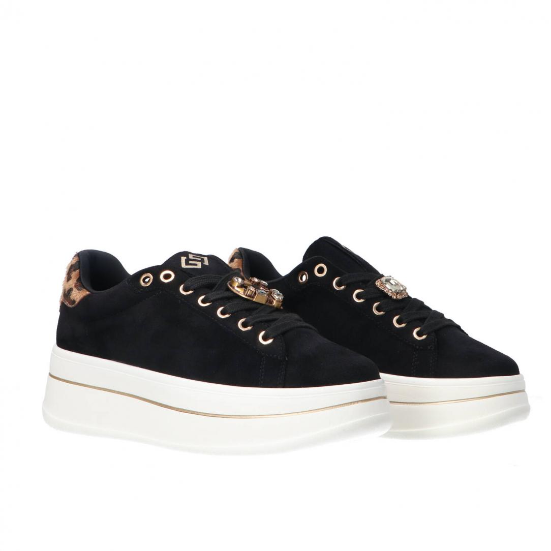 GB989 suede heart charm logo Nero 2