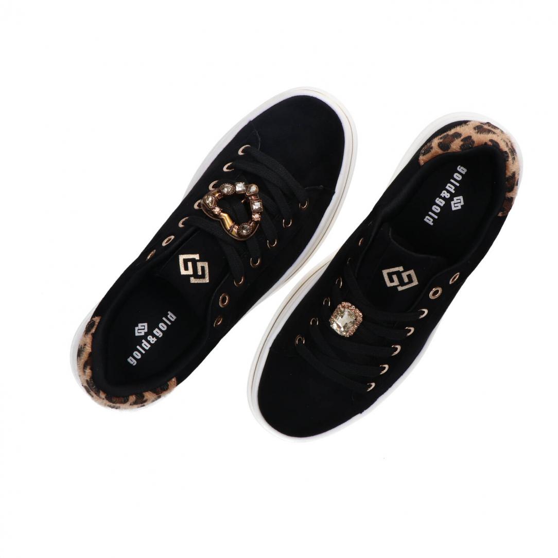 GB989 suede heart charm logo Nero 5