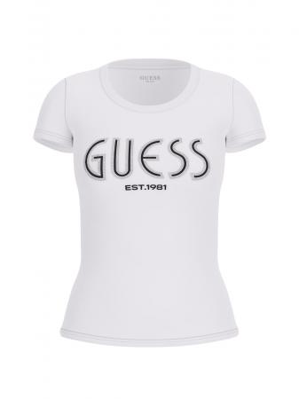 T Shirt Donna CN SS GUESS LOGO TEE Bianco