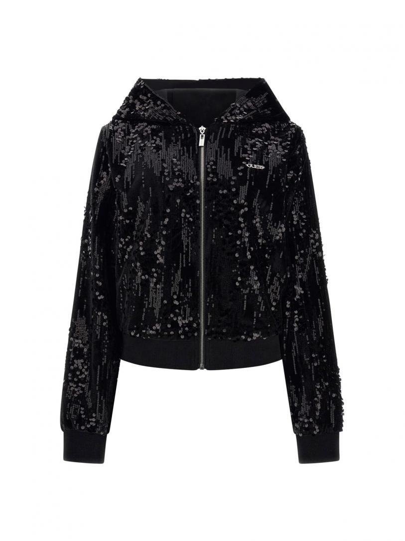SEQUINS FULL-ZIP HOODIE Nero SEQUINS FULL-ZIP HOODIE Nero 1