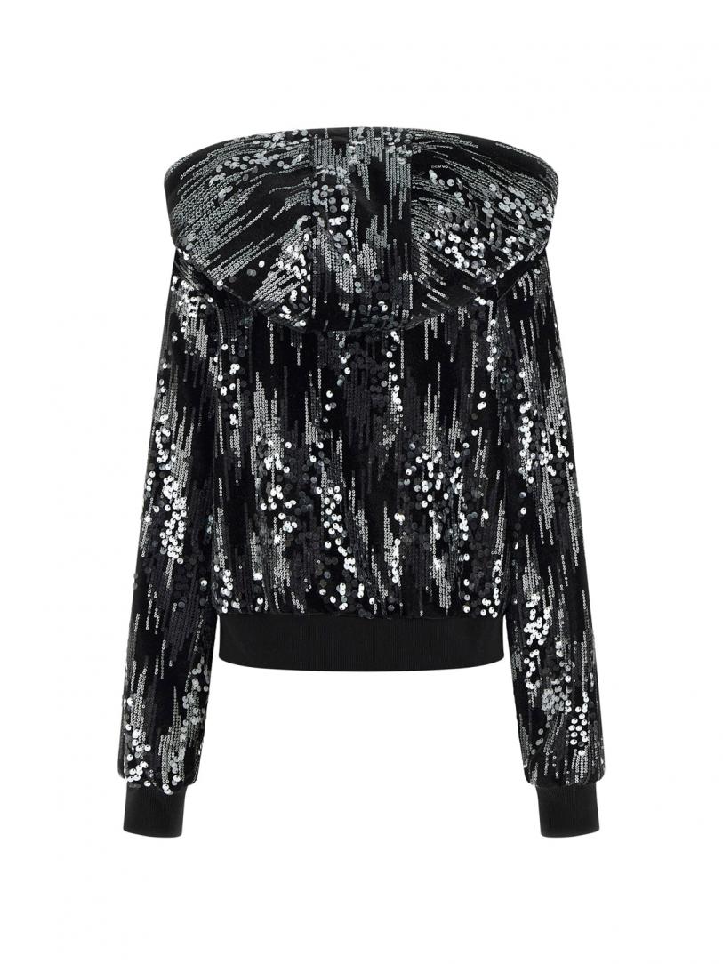 SEQUINS FULL-ZIP HOODIE Nero SEQUINS FULL-ZIP HOODIE Nero 2