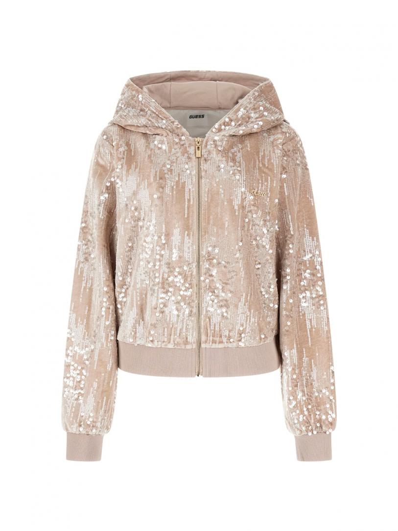 SEQUINS FULL-ZIP HOODIE Rosa 1