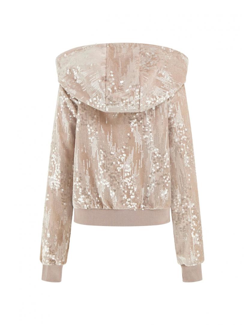 SEQUINS FULL-ZIP HOODIE Rosa 2