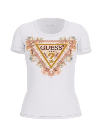 T Shirt Donna SS TRIANGLE FLOWERS TEE Bianco