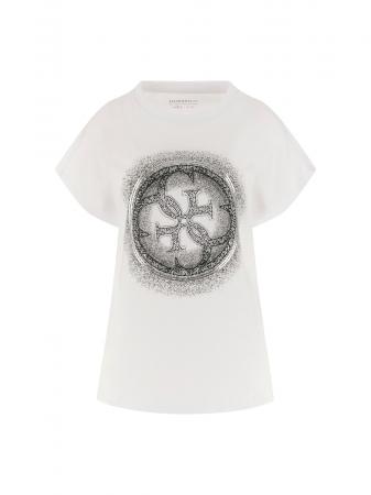 T Shirt Donna CN SS 4G SHADED HOTFIX Bianco