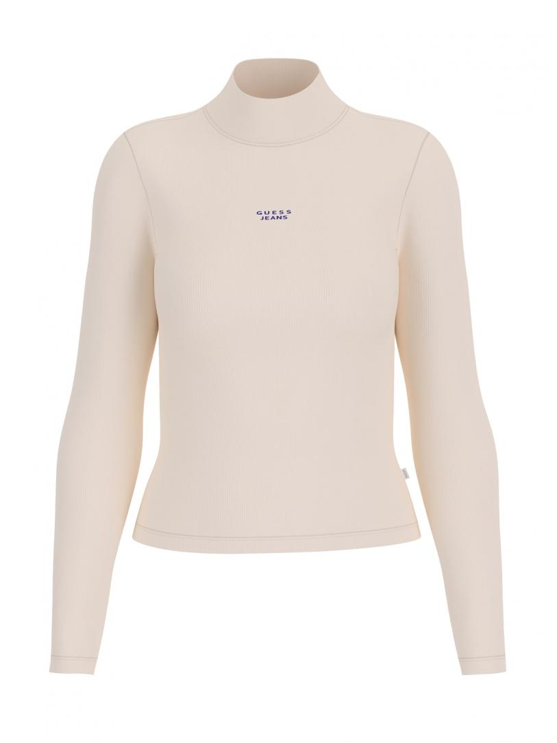 GJ LS MOCK NECK EMBRO SLIM TOP Bianco GJ LS MOCK NECK EMBRO SLIM TOP Bianco 1