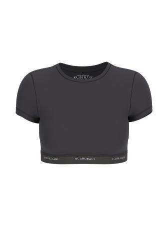 Top Donna GJ SS CROP TOP Nero
