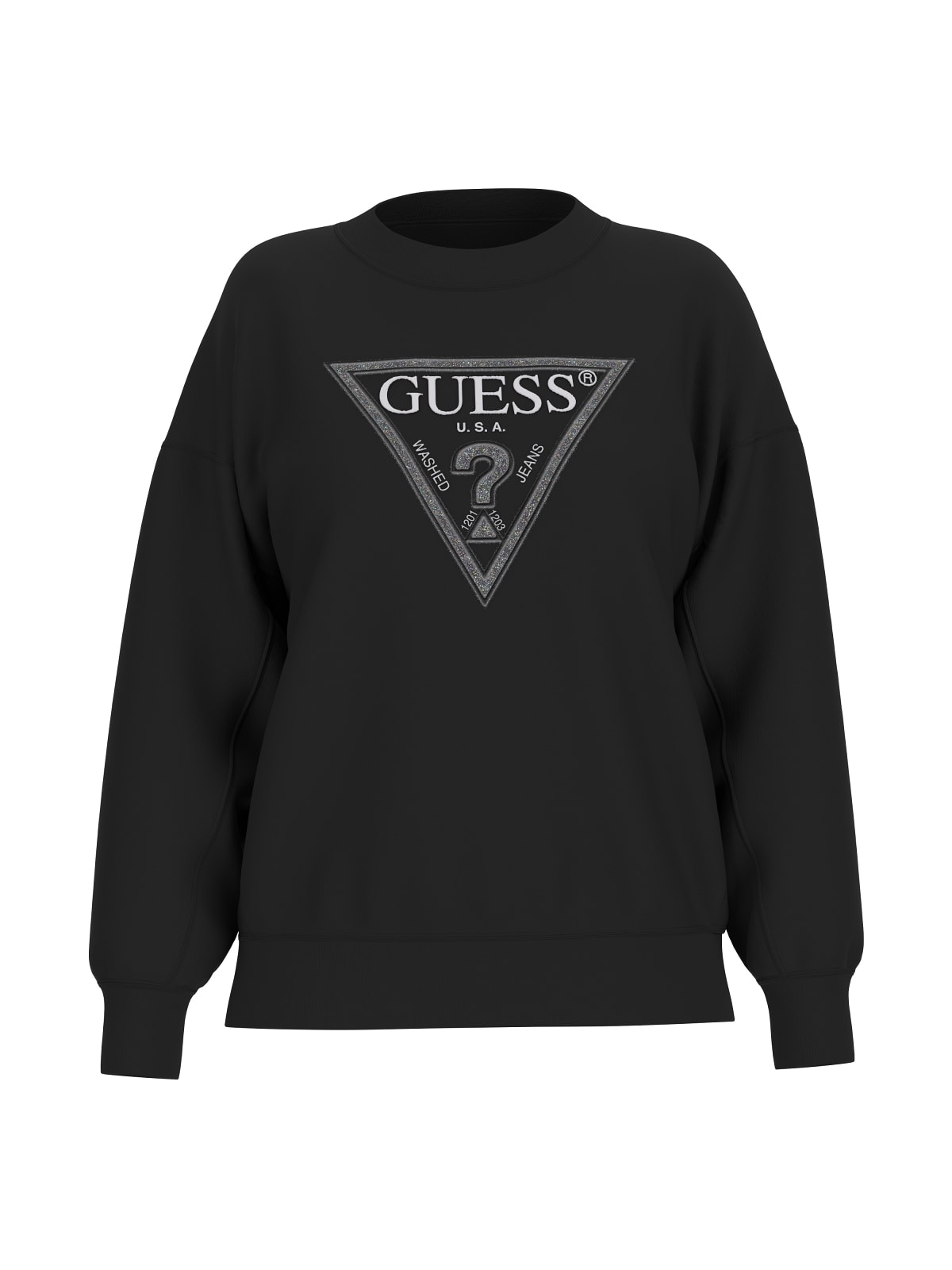 Guess Maglioni Maglioni LS TRIANGLE GLITTER SWEATSHIRT Nero