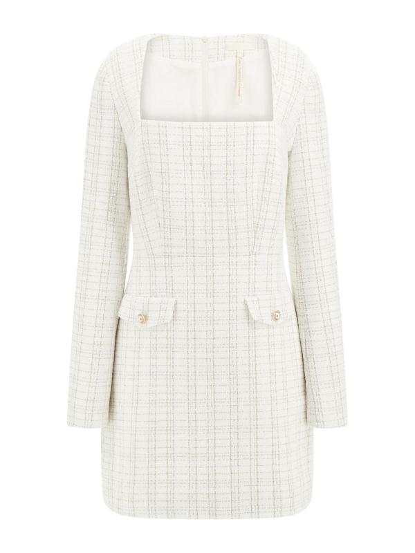 Vestiti LS SANDRA TWEED DRESS Bianco
