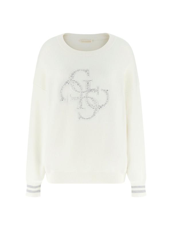 Guess Maglioni Maglioni LS CN SYLVIE LOGO SWTR Bianco