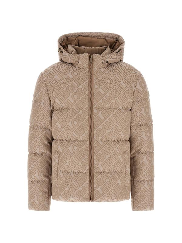 Guess Giubbotti Giubbotti ALLOVER LOGO PUFFA JACKET Beige