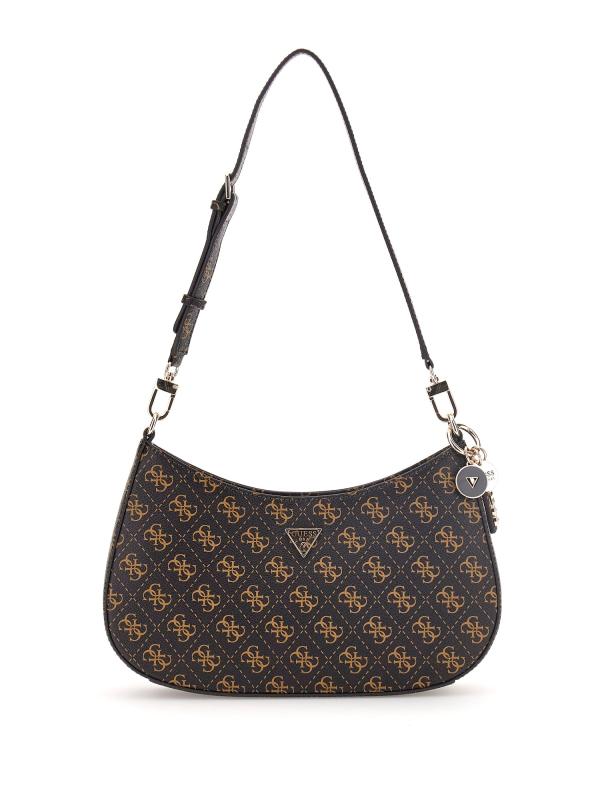 Guess Borse a spalla Borse a spalla NOELLE II TOP ZIP LOGO METALLIC Marrone monogram