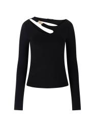 Guess Maglia Maglia LS ELEANOR BUCKLE TOP Nero
